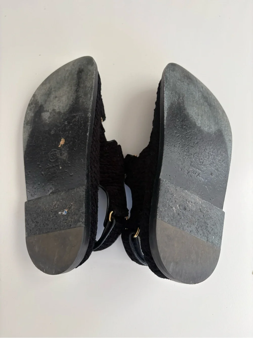 Auth CHANEL Tweed Velcro Dad Sandals